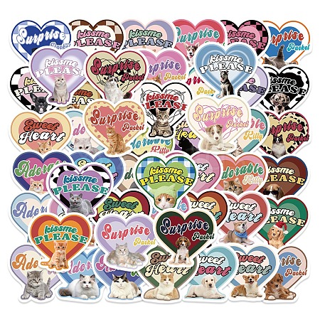 49Pcs Cat and Dog PVC Self Adhesive Stickers Set STIC-C003-01-1