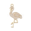 Rack Plating Brass Micro Pave Clear Cubic Zirconia Bird Pendants KK-L155-67G-1