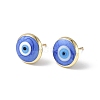 Enamel Evil Eye Stud Earrings EJEW-G334-01G-02-1