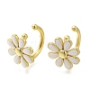 Rack Plating Flower Brass Cuff Earrings EJEW-H016-33G-01-1