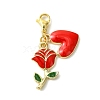 2Pcs 2 Colors Valentine's Day Rose Heart Alloy Enamel Pendant Decoration HJEW-JM02804-2