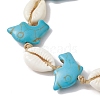 Natural Mixed Cowrie Shell with Synthetic Turquoise Beaded Anklets AJEW-AN00596-4