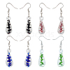 4 Pairs 4 Colors Glass Teardrop with Spiral Pattern Dangle Earring EJEW-FI0001-07-1