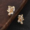 Butterfly Brass Micro Pave Clear Cubic Zirconia Stud Earrings EJEW-B131-01G-1