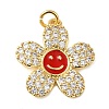 Rack Plating Brass Micro Pave Cubic Zirconia Pendants KK-P241-12G-1