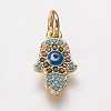 Brass Cubic Zirconia Charms KK-P134-14G-1