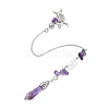 Pointed Faceted Bullet Natural Amethyst & Opalite Chip Dowsing Pendulums PALLOY-JF03067-1