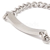 Rectangle 304 Stainless Steel Link Bracelet with Crystal Rhinestone for Men Women STAS-P304-13P-3