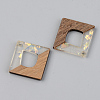 Transparent Resin & Walnut Wood Pendants RESI-S389-024A-E01-2