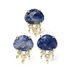 Brass Micro Pave Cubic Zirconia Stud Earring Findings with Natural Sodalite KK-Z096-05G-11-1