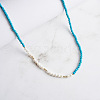 Faceted Round Natural Turquoise & Shell Pearl Beaded Necklaces NJEW-L125-005G-01-4