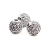 CZ Brass Micro Pave Grade AAA Clear Color Cubic Zirconia Round Beads KK-O065-6mm-05P-NR-2