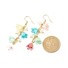 Plastic Flower with Brass Chains Long Dangle Earrings EJEW-JE04942-4