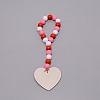 Valentine's Day Theme Schima Wood Beads Pendants Decorations HJEW-TAC0012-13-2