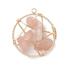 Natural Moonstone Nuggets Copper Wire Wrapped Flat Round Pendants PALLOY-JF03038-03-1