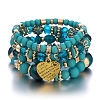 Boho Style Wood Beaded Stretch Bracelet Sets for Women WGE3C3B-16-1