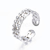 Non-Tarnish 304 Stainless Steel Curb Chain Open Cuff Ring RJEW-T023-92G-3