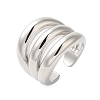 Three-layer Brass Open Cuff Rings for Women RJEW-A046-08P-1