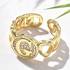 Brass Micro Pave Clear Cubic Zirconia Open Cuff Rings for Women RJEW-K289-02G-G-2