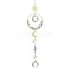 Glass Beads &  Natural Aquamarine Chip Beads & Brass Hanging Suncatchers HJEW-JM04994-03-1