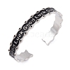 Good Luck Zinc Alloy Black Enamel Open Cuff Bangles for Women BJEW-L688-02P-1