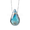 Natural Labradorite Teardrop Pendant Necklaces PW-WG68C9A-01-5