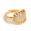 Adjustable Brass Micro Pave Cubic Zirconia Cuff Rings RJEW-E168-02G-2