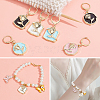 Alloy Enamel Flat Round/Square with Rose Pendant Locking Stitch Markers HJEW-AB00004-5