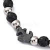 Natural Lava Rock & Synthetic Magnetic Hematite Anchor Beaded Bracelet BJEW-P339-01P-06-2