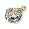 Brass Micro Pave Cubic Zirconia with Glass Pendents KK-Q815-01G-09-2