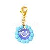 Flat Round with Smiling Face Glass Seed Pendant Decorations HJEW-MZ00092-3