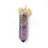 Elephant Natural Amethyst Pointed Pendants G-I333-06A-2