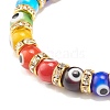 Colorful Evil Eye Lampwork Beaded Stretch Bracelet with Crystal Rhinestone for Women BJEW-JB07872-01-5