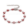 Enamel Oval with Evil Eye Link Chains Bracelet BJEW-P271-04P-2