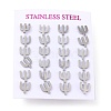 304 Stainless Steel Greek Alphabet Stud Earrings STAS-D007-07P-15-3