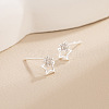Brass Pave Clear Cubic Zirconia Stud Earrings for Women WGFB949-01-3