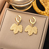 304 Stainless Steel Maple Leaf Hoop Earrings for Women EJEW-G417-04G-1