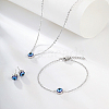 Evil Eye Stainless Steel Stud Earring & Bracelets & Necklaces Set LY5157-1-2