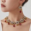 Alloy Rhinestone Bib Necklaces & Dangle Earrings Sets FS-WG6751B-06-1