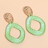 Baking Paint Alloy Rhombus Stud Dangle Earrings for Women WG48396-01-4