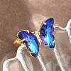 Brass Micro Pave Cubic Zirconia Finger Rings GL-CBA65A8-01G-14-2