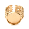 Woven Bezel 304 Stainless Steel Cuff Ring Components SA-CBAD8FA-01G-04-2