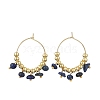 Natural Lapis Lazuli & Natural Amethyst & Natural South Red Agate & Natural White Moonstone & Natural Madagascar Rose Quartz & Natural Amazonite Chip & Brass Bead Hoop Earrings EJEW-JE07441-3