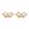 Brass Clear Cubic Zirconia Pave Natural Shell Bowknot Connector Charms KK-P283-06G-1