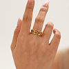 Fashionable Stainless Steel Hollow Curb Chain Cuff Rings BI7933-3-1