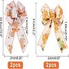 CHGCRAFT 4Pcs 2 Style Pumpkin Pattern Polyester Bowknot Display Decoration DIY-CA0004-31-2