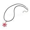 Glass Seed Beads & Polymer Clay & Evil Eye Lampwork Snowflake Pendant Necklaces NJEW-MZ00102-04-4