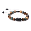 Natural Mixed Gemstone Braided Bead Bracelets PW-WG96204-20-1