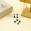 12Pcs 3 Styles 304 Stainless Steel Flat Round Stud Earrings EJEW-GO0002-22-4