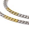 Two Tone Vacuum Plating 201 Stainless Steel Cuban Link Chain Necklace with 304 Stainless Steel Clasps for Men Women NJEW-M194-01A-GP-2